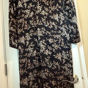 Vince Black and White Floral Long Sleeve Dress